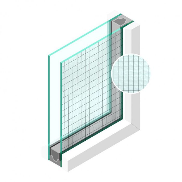 Dubbel glas Figuur Draadglas Brute/Normaal 6/7mm - sp - 4mm