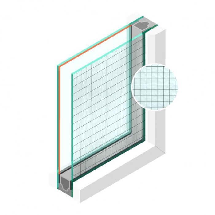 Dubbel glas Figuur HR++ Draadglas Brute/Normaal 6/7mm - sp - #4mm