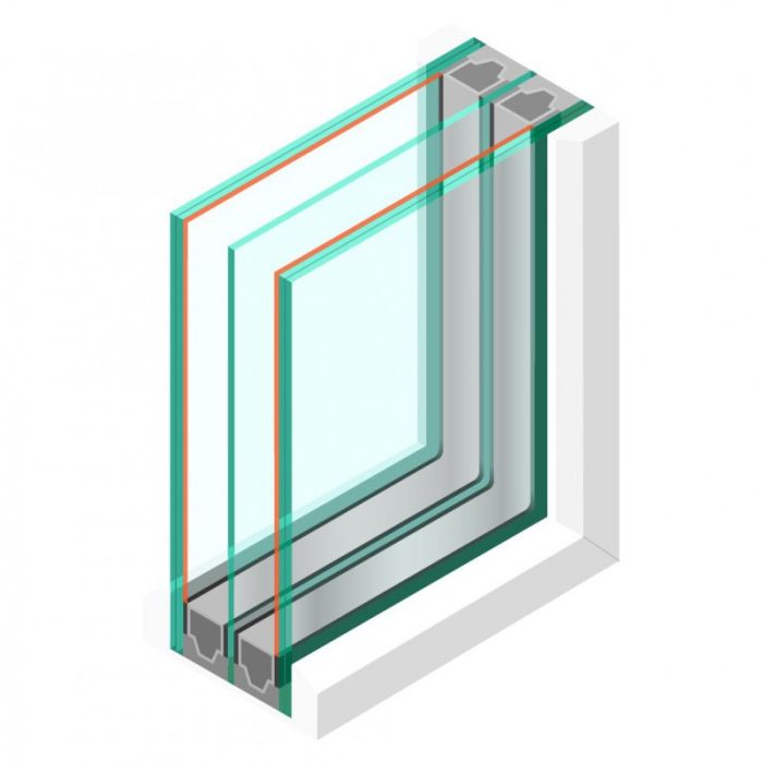 Triple glas HR+++ - Geluidswerend 44.A2 - sp - #4mm - sp - #44.2 Rw (C;Ctr) - 46 (-2,-7)